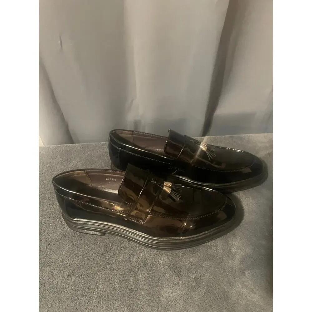 Men's Black Patent Tassel Slip-On Loafers – Polished Dress Loafers